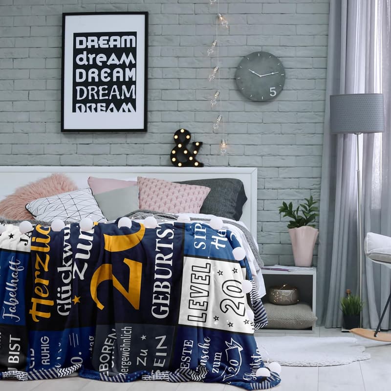 20. Geburtstag Decke für Männer, 150x130 cm, Geschenke für 20-Jährige