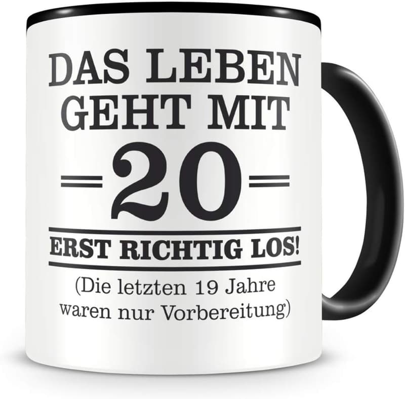 Witzige Tasse für den 20. Geburtstag von Mann, Frau, Oma und Opa