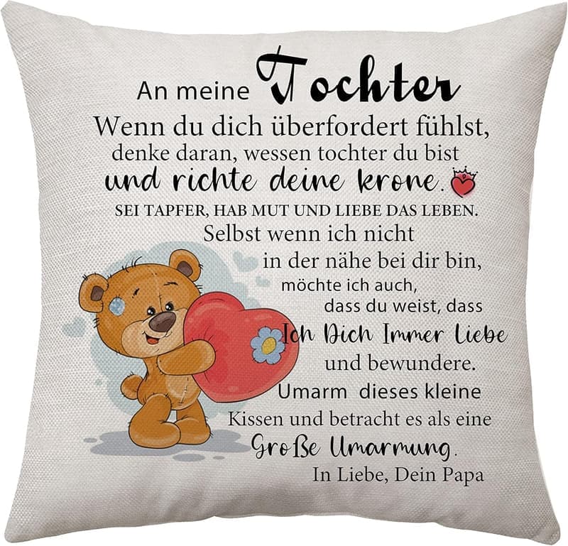 Inspirierender Kissenbezug für Töchter – Geschenk von Papa zum Geburtstag