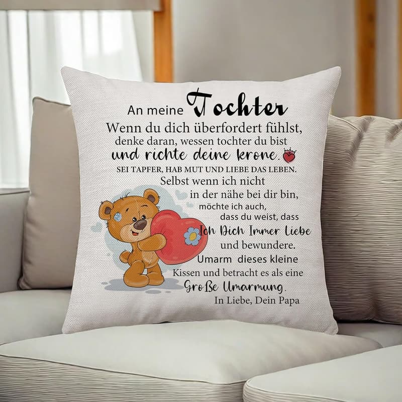 Inspirierender Kissenbezug für Töchter – Geschenk von Papa zum Geburtstag