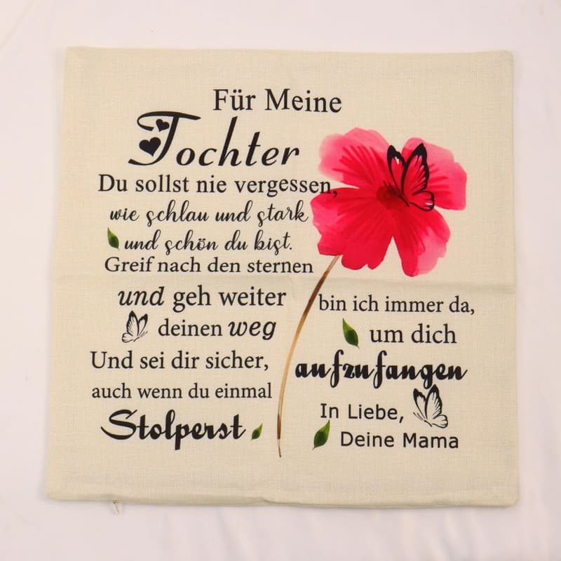 Inspirierender Kissenbezug 45x45 cm für Geburtstag der Tochter