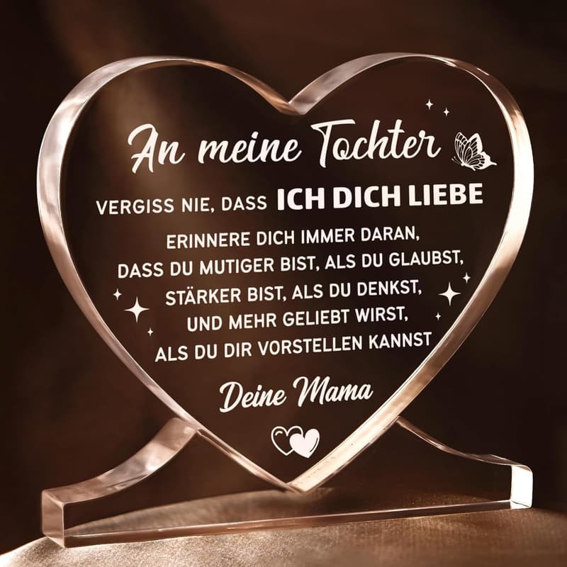 Muttertagsgeschenk: Herzförmige Acryl Deko für Tochter