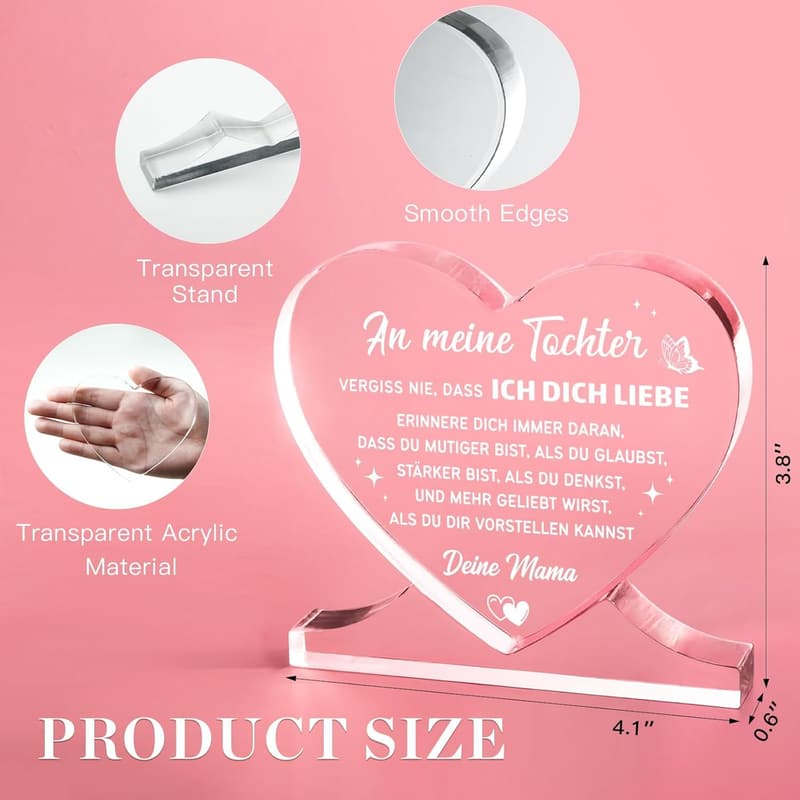 Muttertagsgeschenk: Herzförmige Acryl Deko für Tochter