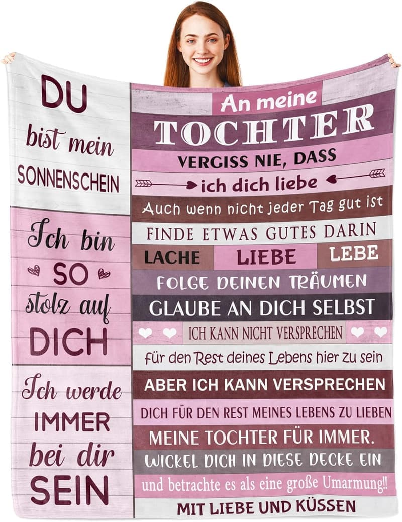 Geschenk zum 18. Geburtstag für Tochter – Weiche Decke 150x130 cm