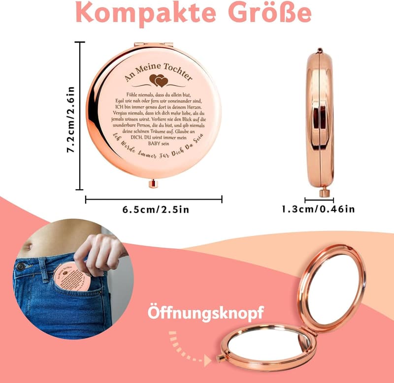 Kompakter Make-up-Spiegel für die Tochter - perfektes Geschenk zum 18. Geburtstag
