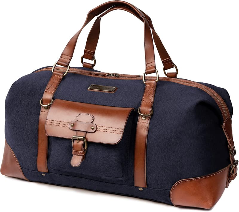 DRAKENSBERG Canvas Weekender 'Sam' - Vintage 50L Reisetasche für Herren und Damen, marineblau
