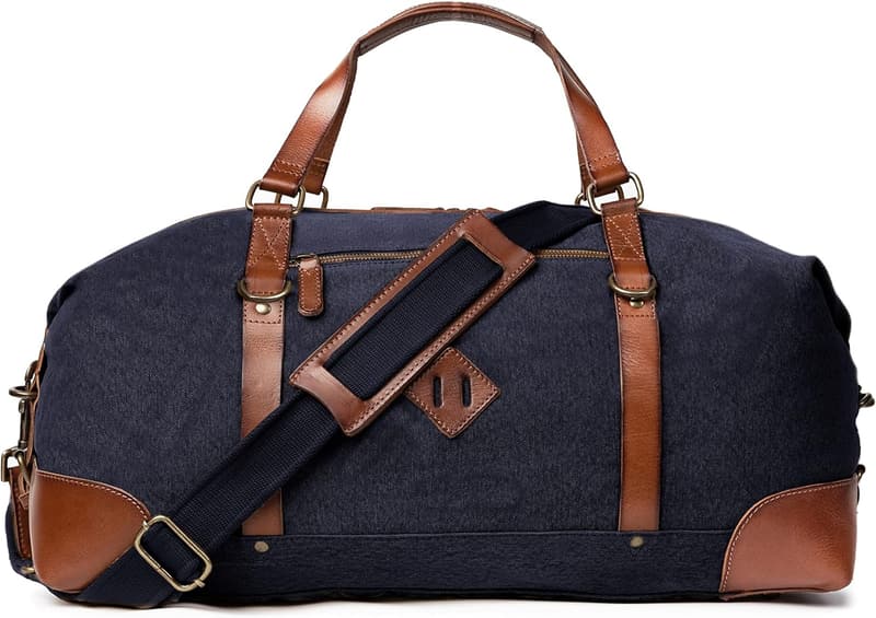 DRAKENSBERG Canvas Weekender 'Sam' - Vintage 50L Reisetasche für Herren und Damen, marineblau