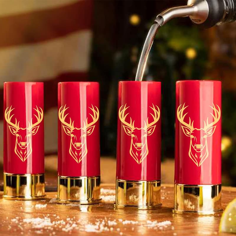 Hirschkopf Schnapsgläser aus Plastik, 4er Set, für Jäger und Partys