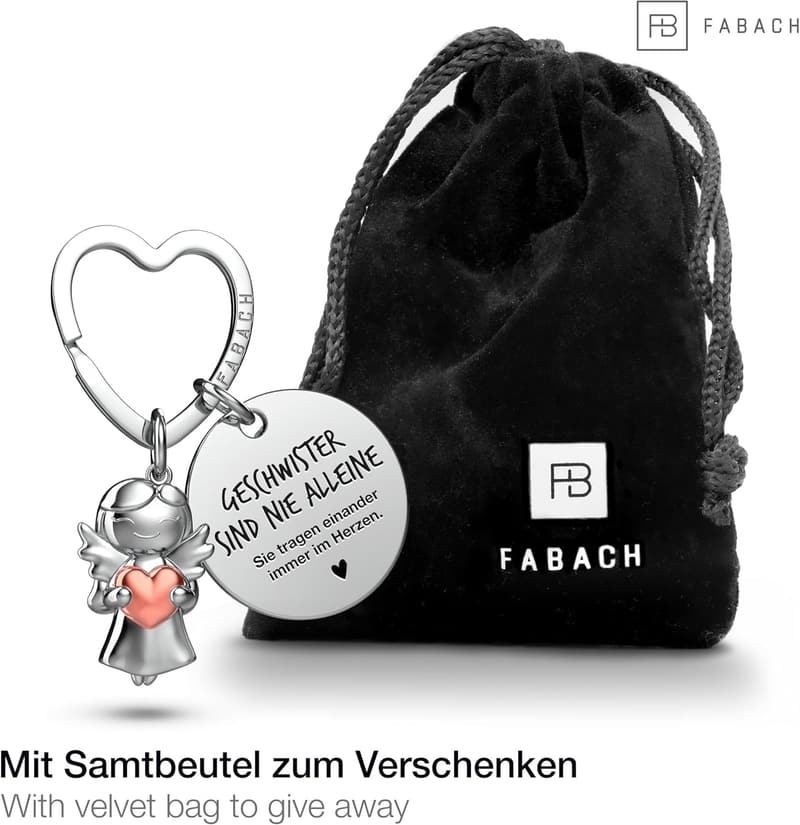 Schlüsselanhänger Engel mit Herz und Gravur für beste Schwester
