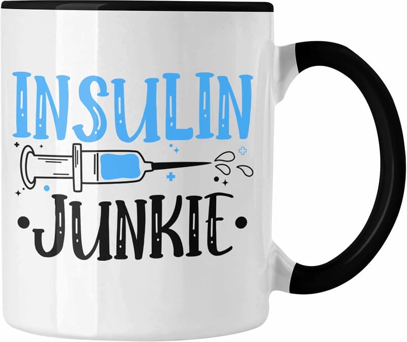 Lustige Diabetiker Tasse mit Spruch für Zuckerpatienten (Schwarz)