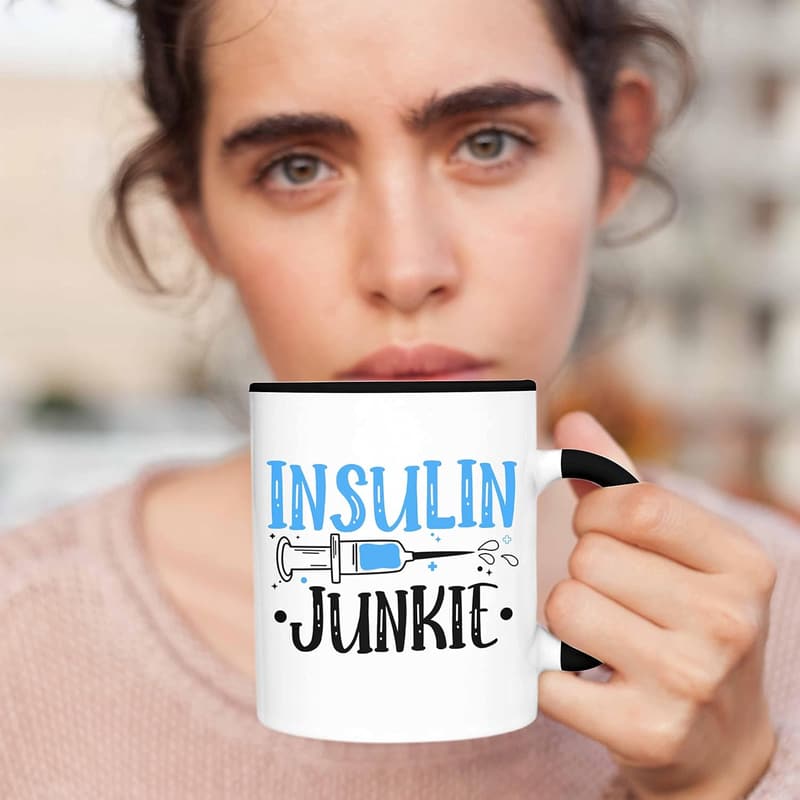 Lustige Diabetiker Tasse mit Spruch für Zuckerpatienten (Schwarz)