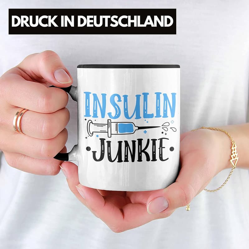Lustige Diabetiker Tasse mit Spruch für Zuckerpatienten (Schwarz)