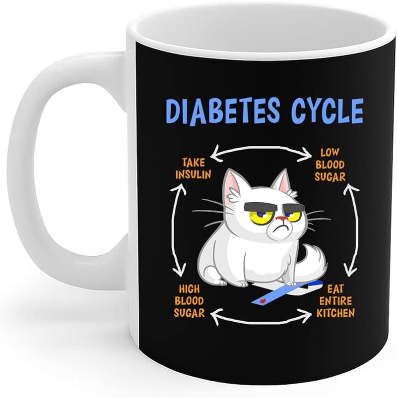Lustige Keramiktasse mit Katzenmotiv – Geschenk für Diabetes-Bewusstsein
