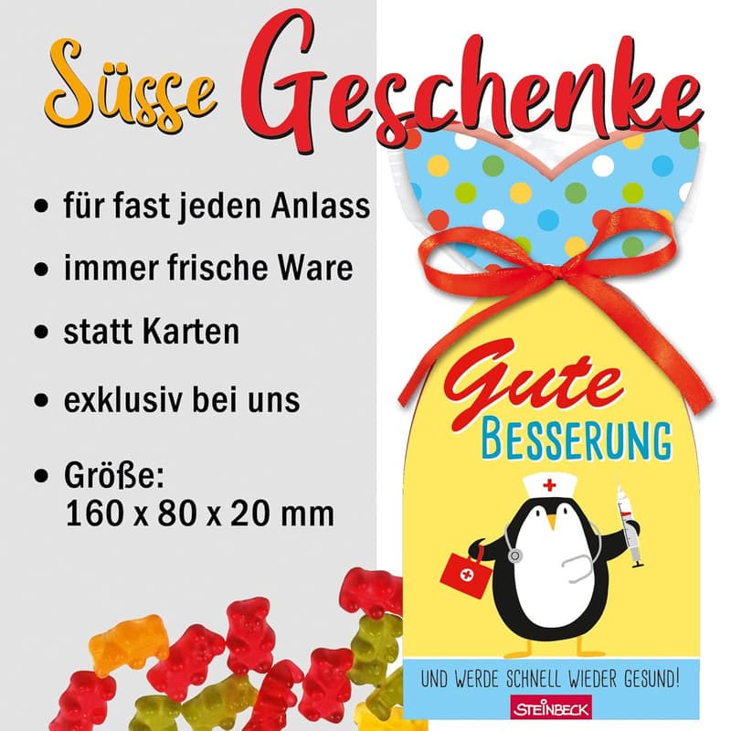 Genesungswünsche Geschenkbox mit Schokolade und Fruchtgummi