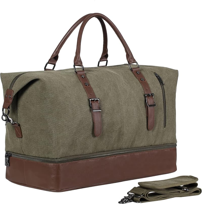 Oversized Segeltuch-Ledertasche für Wochenendausflüge