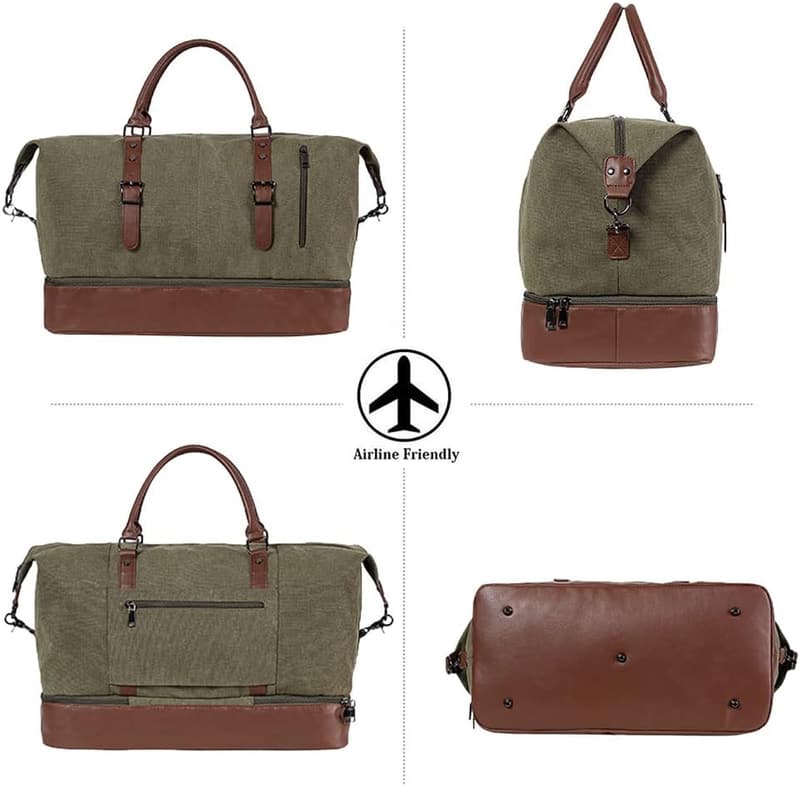Oversized Segeltuch-Ledertasche für Wochenendausflüge