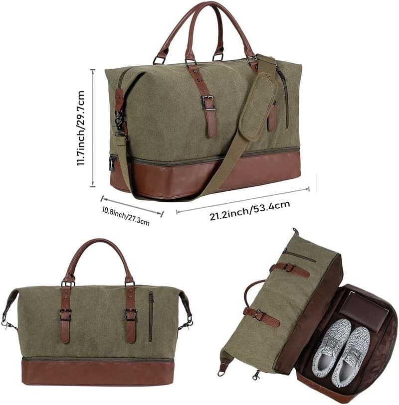 Oversized Segeltuch-Ledertasche für Wochenendausflüge