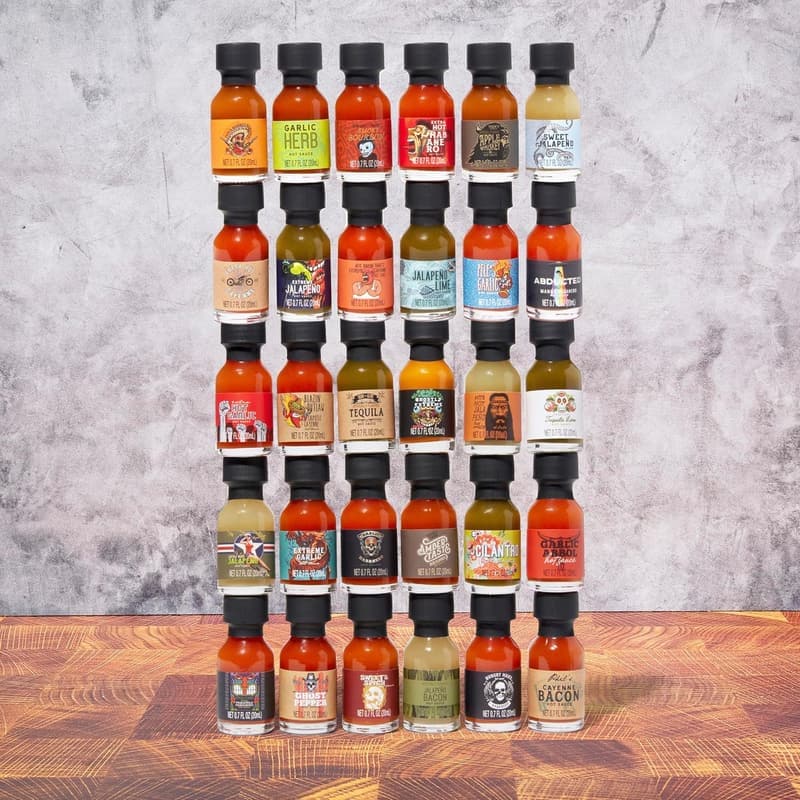 Hot Sauce Geschenkset - Probierset mit 30 verschiedenen Saucen