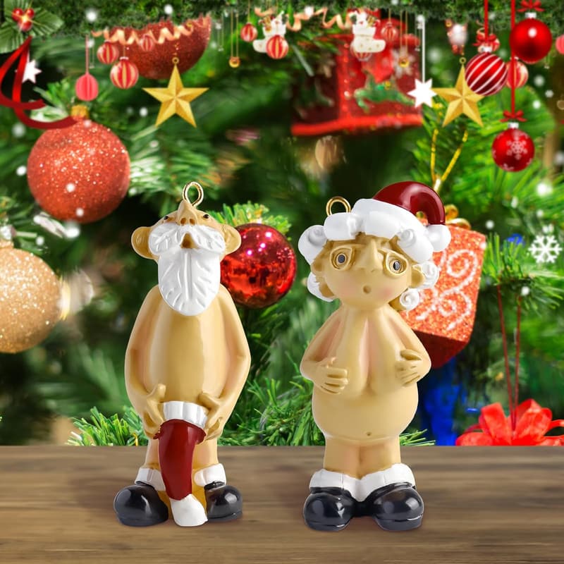 Lustige Santa Ornamente für Weihnachten - 2x 5CM hängend