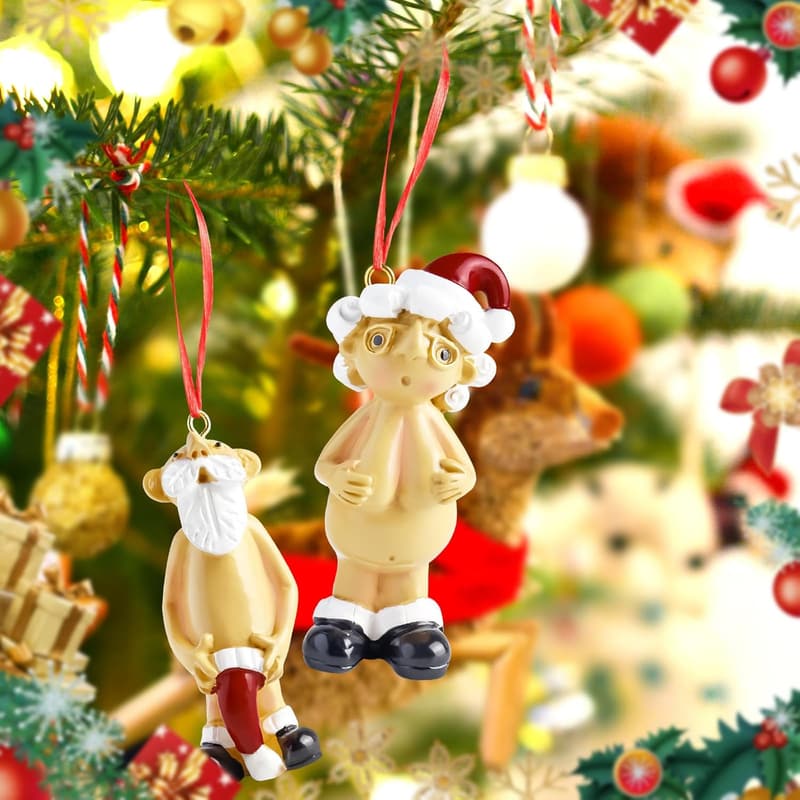 Lustige Santa Ornamente für Weihnachten - 2x 5CM hängend