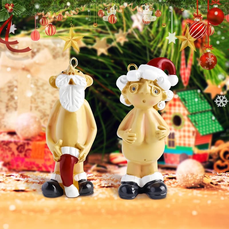 Lustige Santa Ornamente für Weihnachten - 2x 5CM hängend