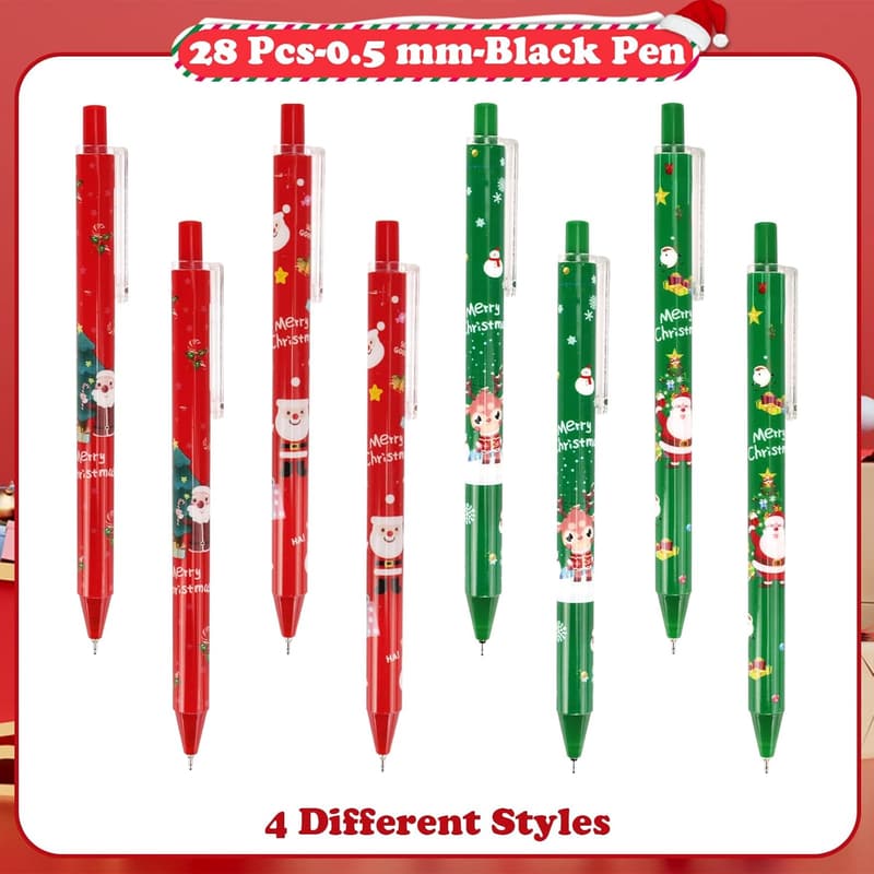 28er Set Weihnachtsstifte 0,5mm schwarz – ideale Geschenkideen