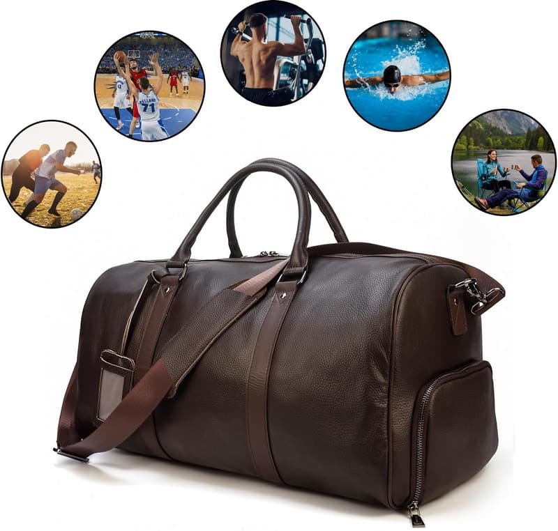 Leder Weekender Tasche für Herren – Große Kapazität, Unisex, Vintage