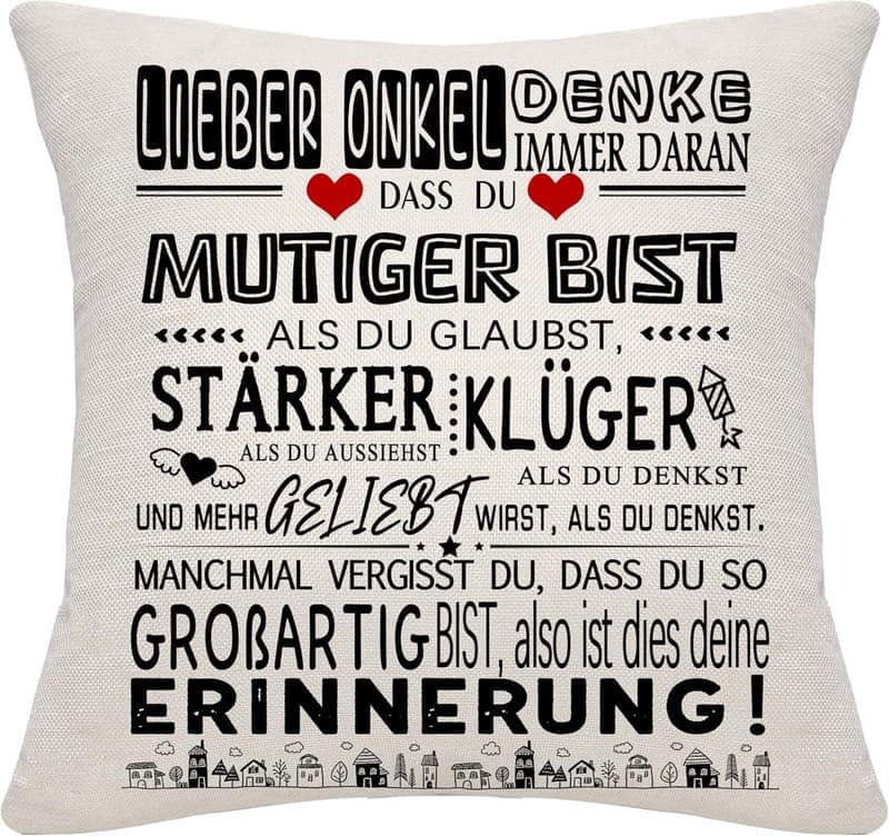 Inspirierender Kissenbezug 'Mutiger Als Du Glaubst' für Onkel