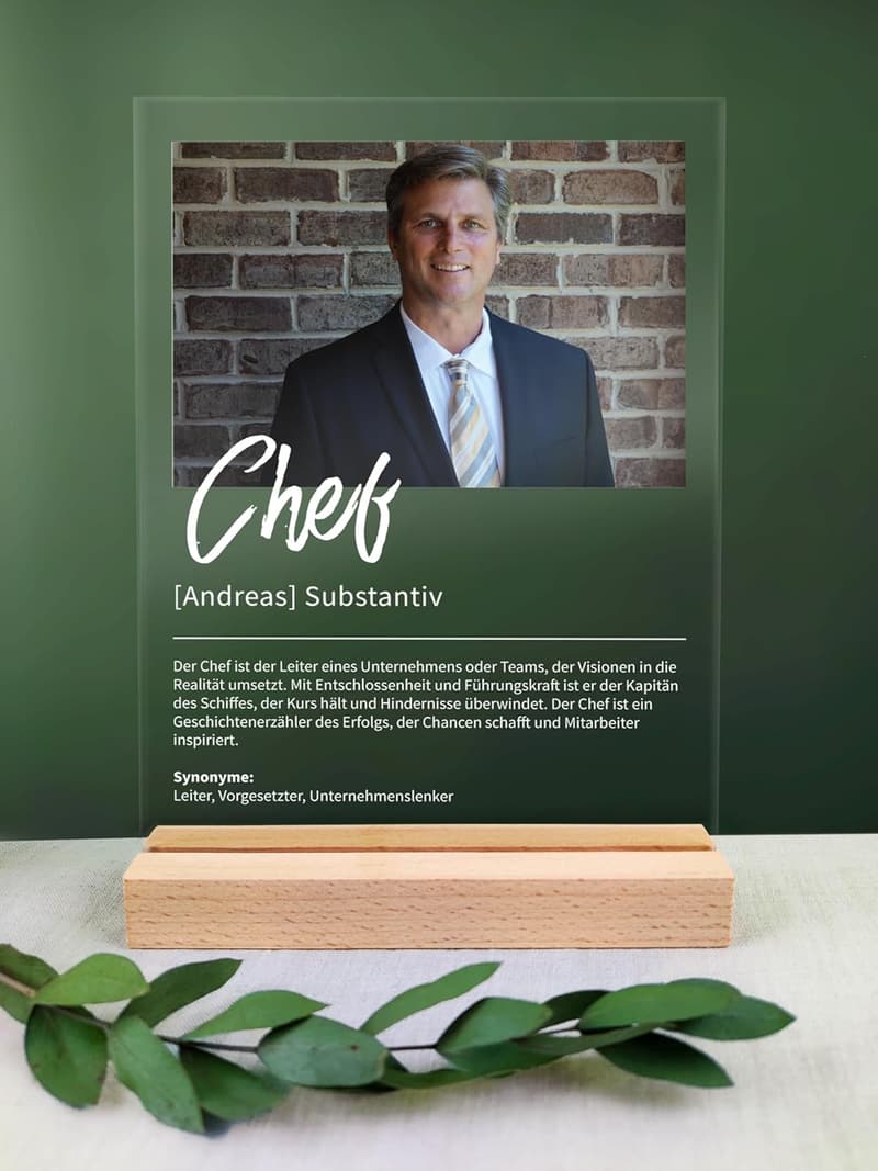 Personalisierte Acryl-Dekoration für den Chef