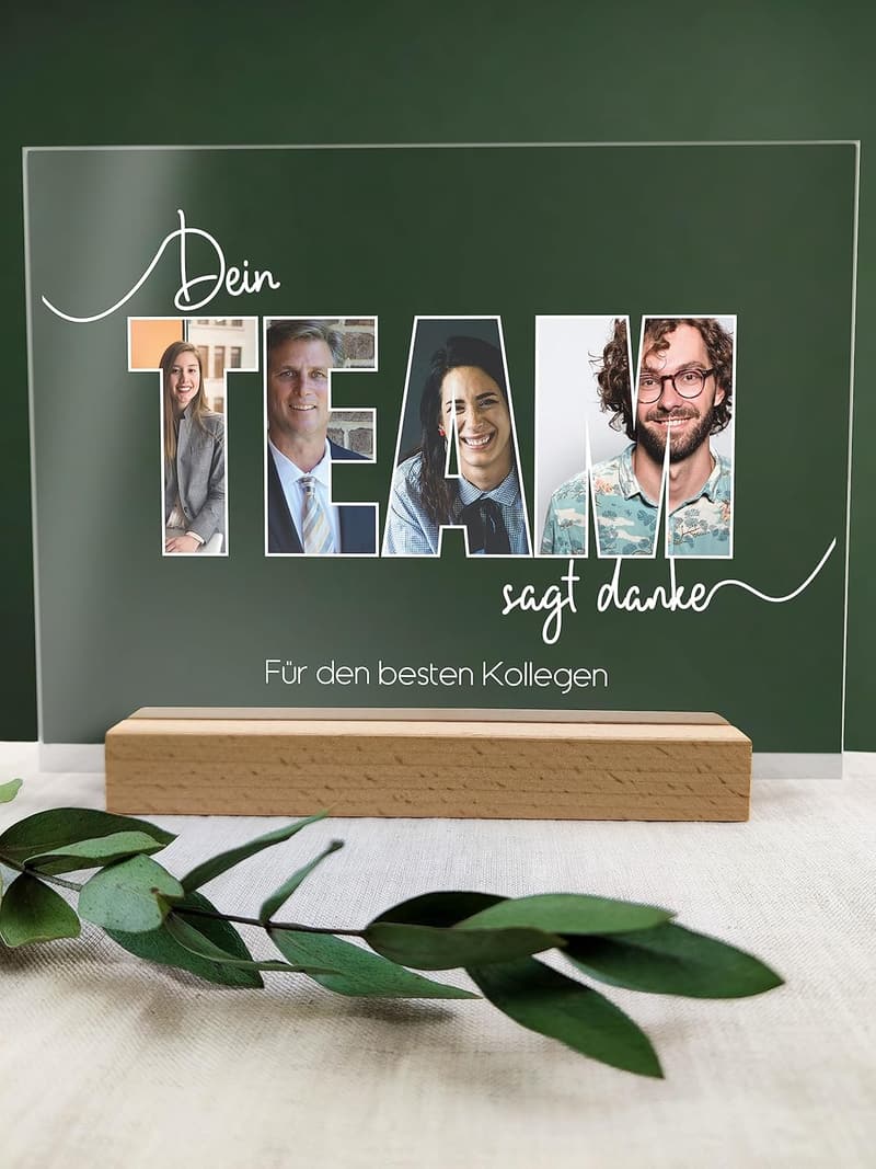 Abschiedsgeschenk - Personalisierte Foto-Acryltafel für Büroangestellte