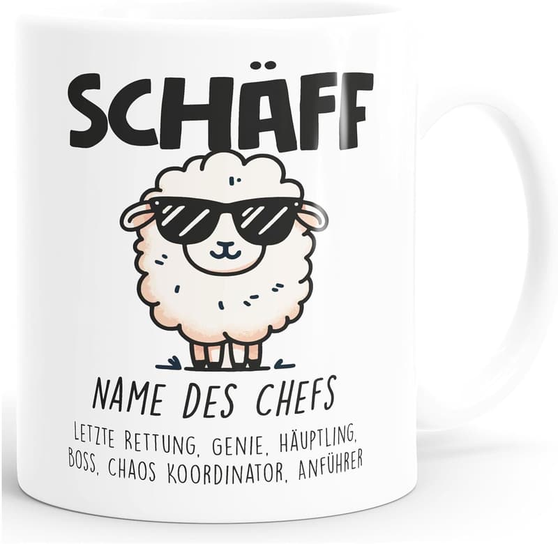 Lustige Schaf-Tasse als Geschenk für Chef zu Weihnachten oder Geburtstag