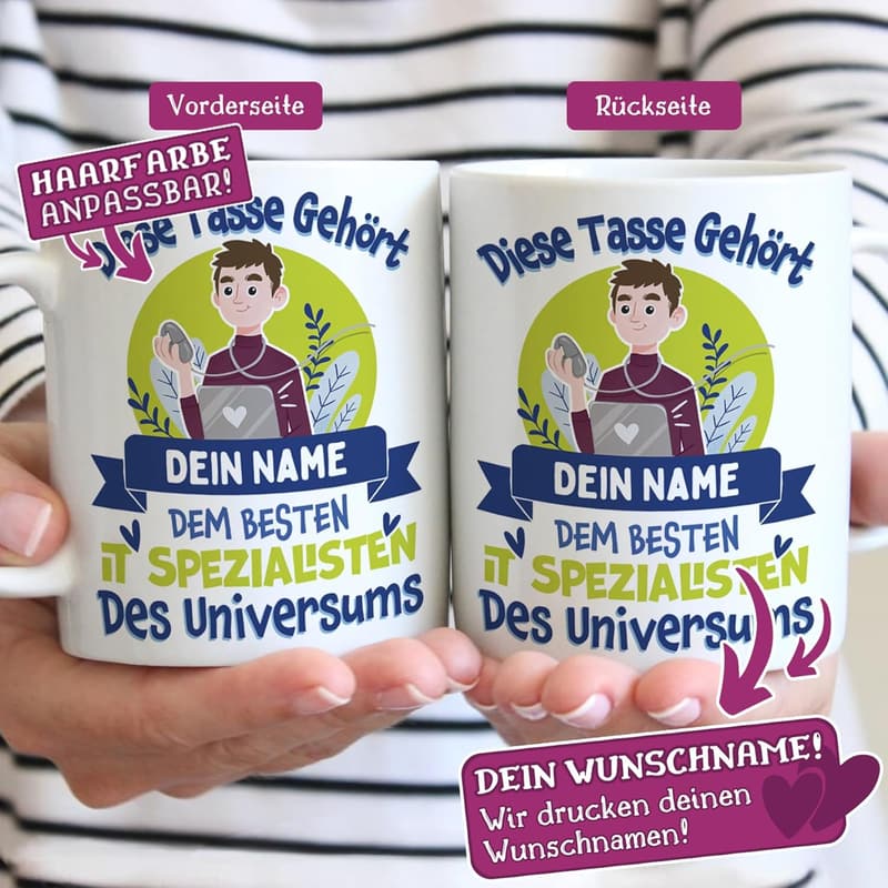 Personalisierte Tasse für Informatiker – Bester IT-Spezialist des Universums