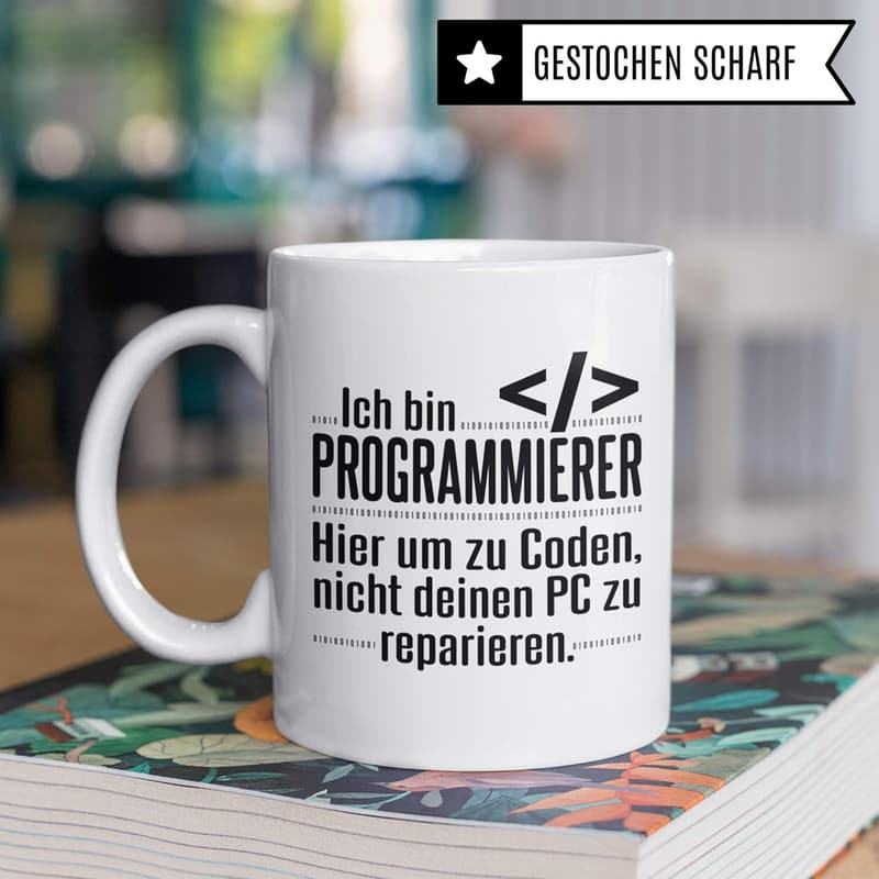 Informatiker Geschenke: Tasse für Programmierer mit IT-Spruch
