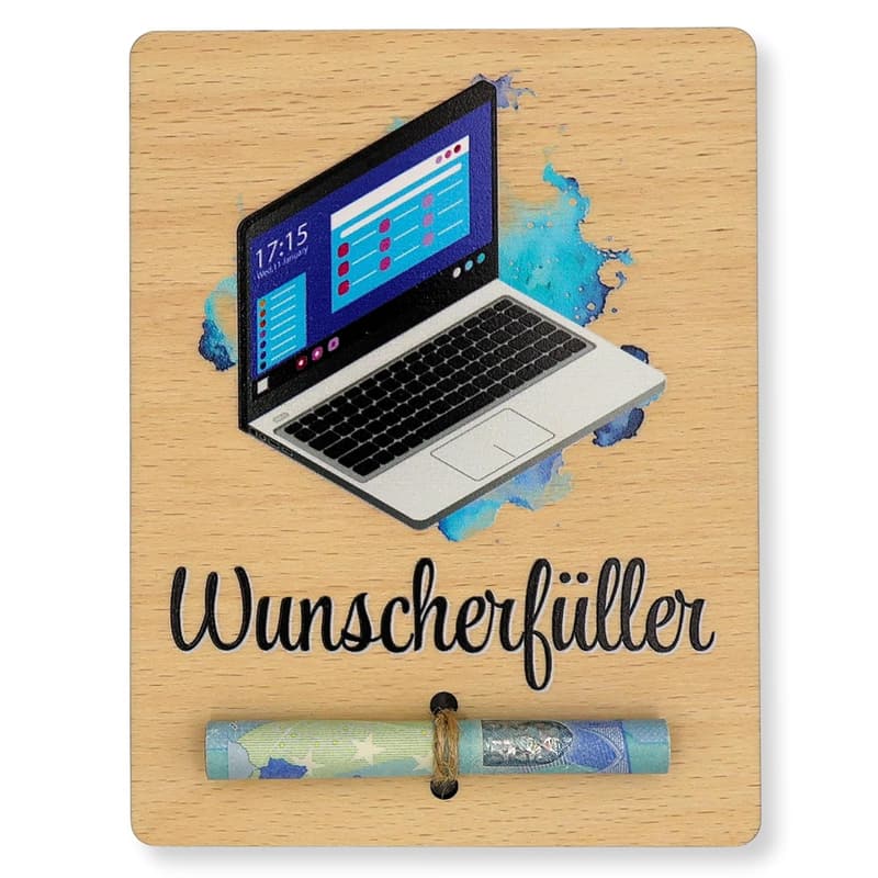 Geldgeschenk-Verpackung Laptop 13 x 10 cm - Handgemachte Spardose