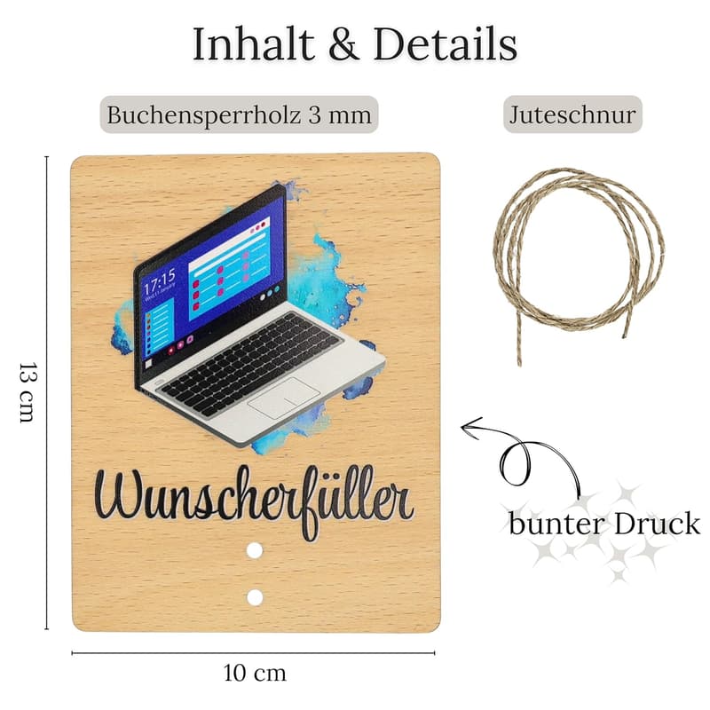 Geldgeschenk-Verpackung Laptop 13 x 10 cm - Handgemachte Spardose