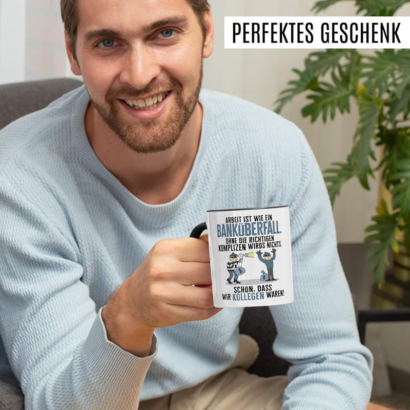 Kaffeetasse zum Jobwechsel mit lustigem Spruch für Kollegen
