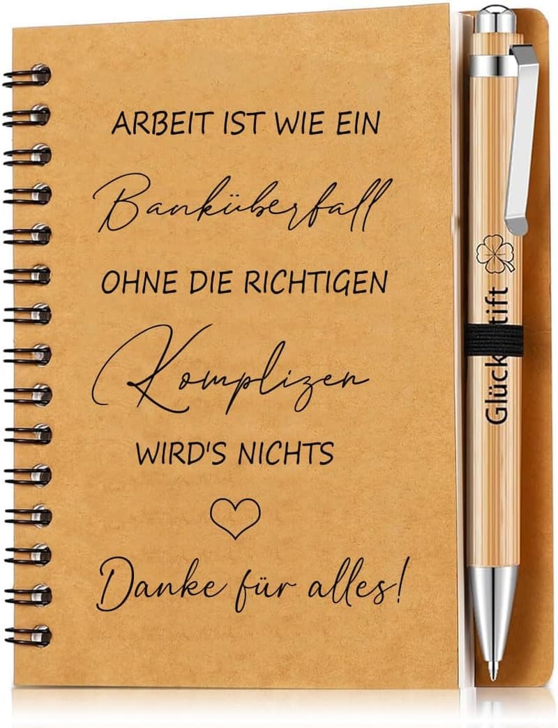 Dankeschön-Geschenkset für Kollegen – Notizblock & Kugelschreiber (14x21cm)