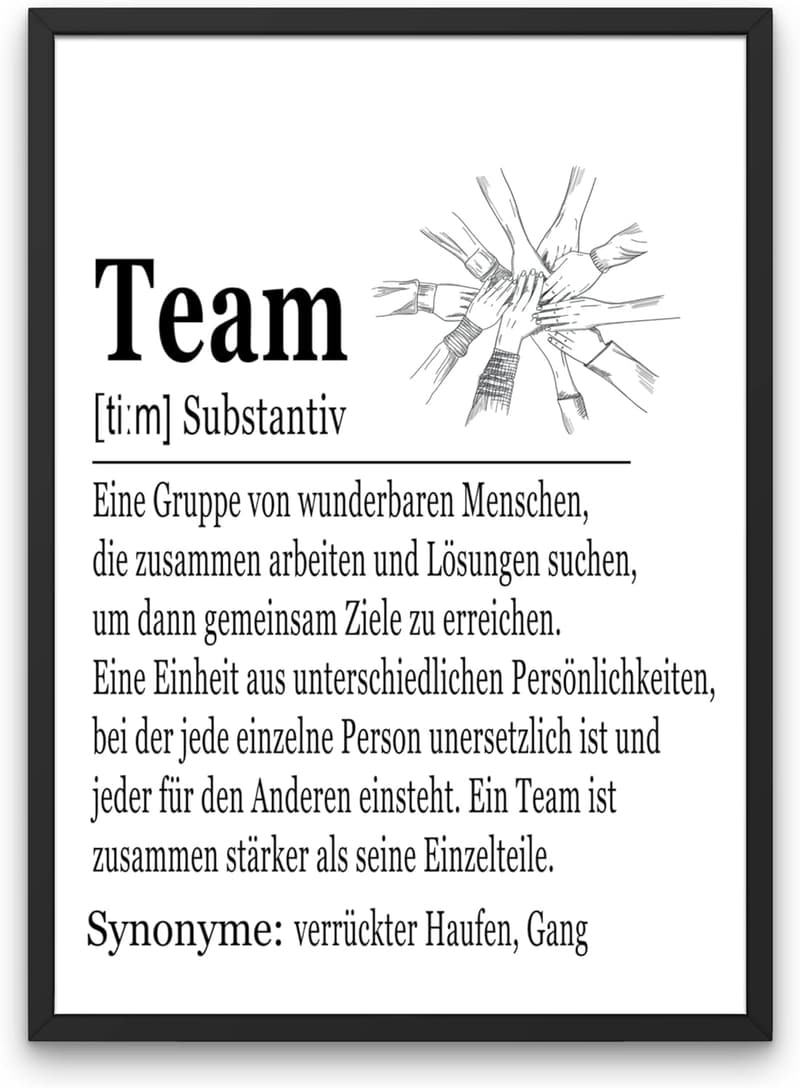 Team Geschenk Poster A4 ohne Rahmen - Büro Deko für Kollegen