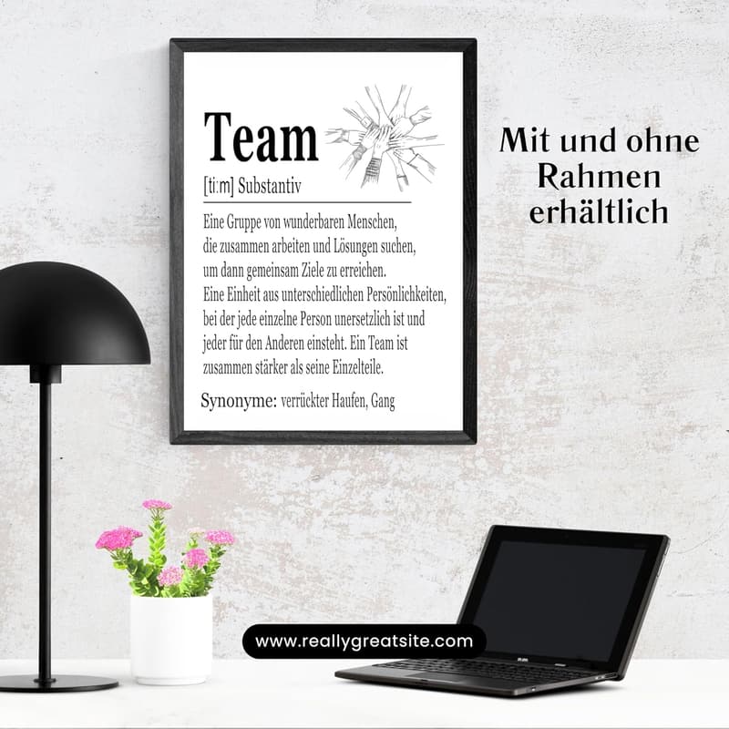 Team Geschenk Poster A4 ohne Rahmen - Büro Deko für Kollegen