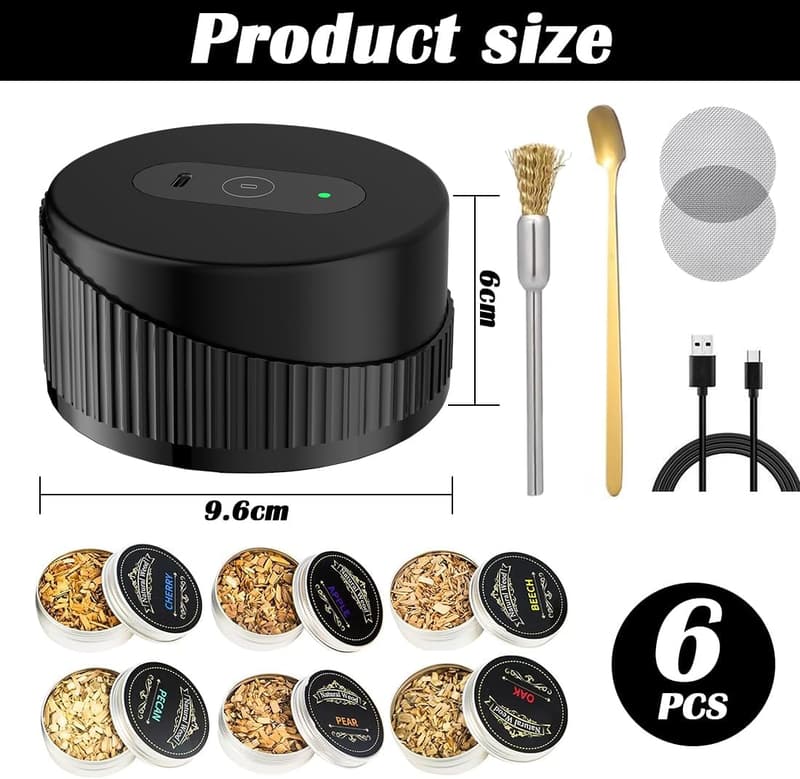 Elektrisches Whiskey Smoker Set mit 6 Holzchips für Männer