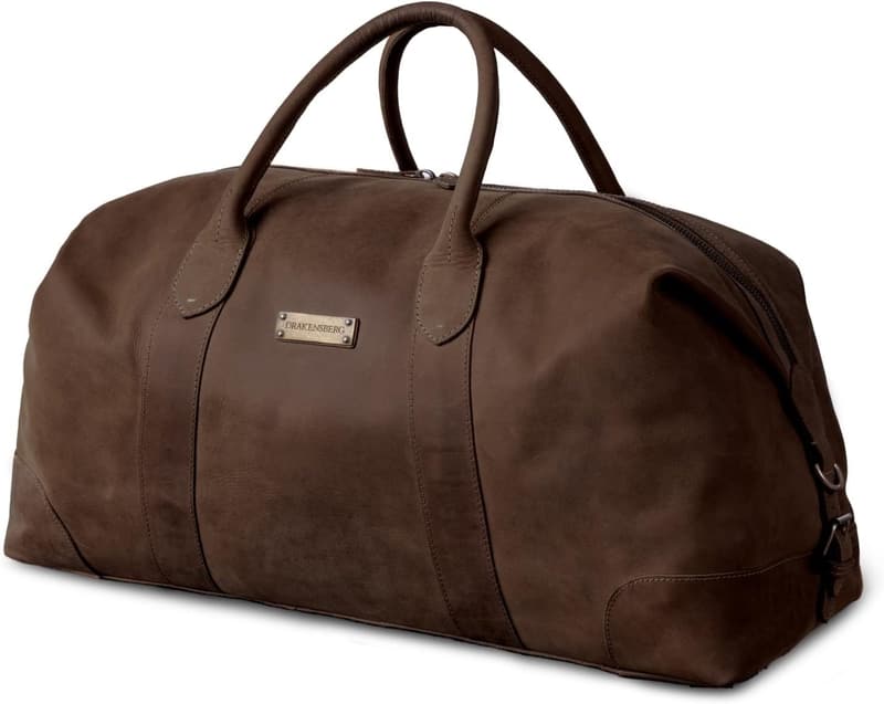 DRAKENSBERG Weekender 'David' 60L Leder Reisetasche Kaffee-Braun