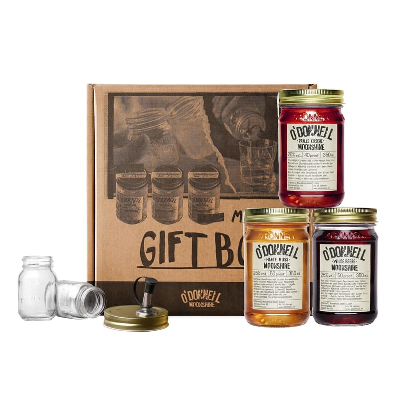 O'Donnell Moonshine Likör Geschenkset – 3x Premium Likör in Geschenkbox für Männer