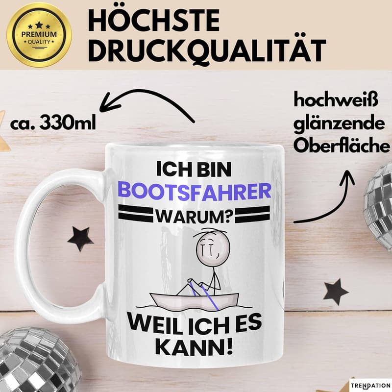 Geburtstagskaffee-Becher für Bootsfahrer mit lustigem Spruch