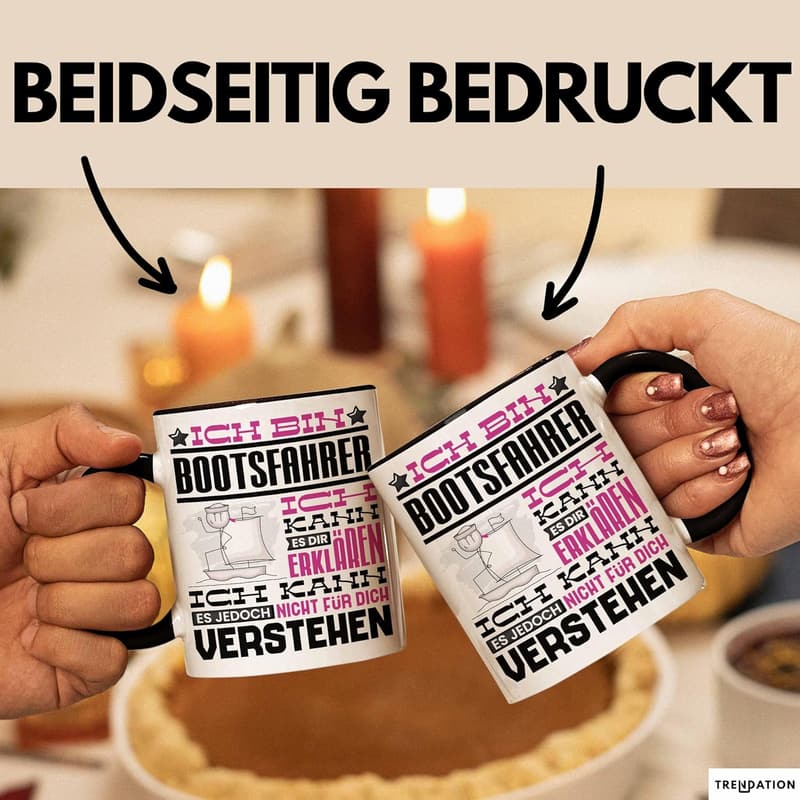 Lustige Kaffeetasse für Bootsfahrer mit humorvollem Spruch