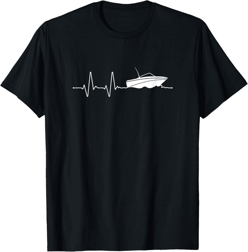 Heartbeat T-Shirt für Bootsliebhaber – EKG-Motiv