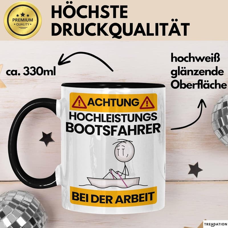Lustige Tasse für Bootsfahrer – Hochleistungs-Geschenk schwarz