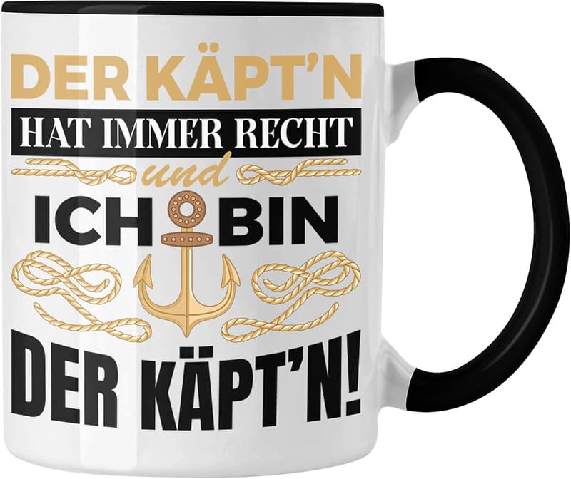 Kapitänstasse mit lustigem Spruch für Segler und Bootsfahrer