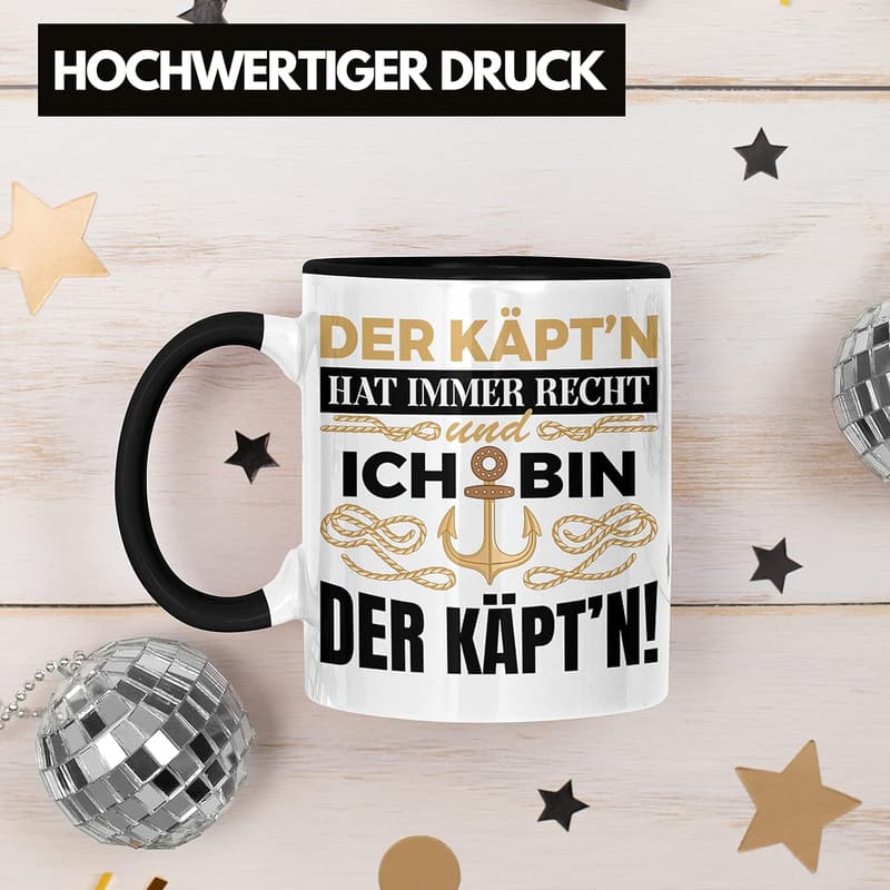 Kapitänstasse mit lustigem Spruch für Segler und Bootsfahrer