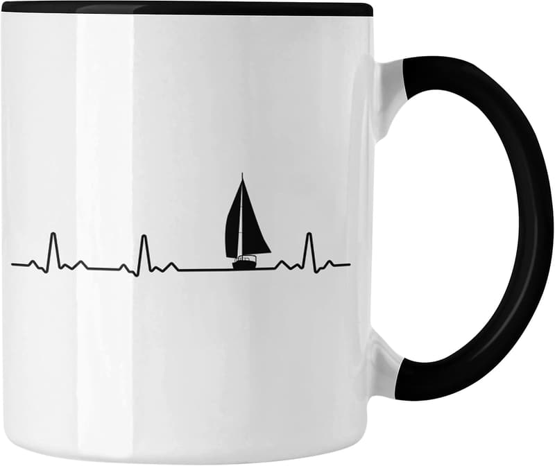 Kapitän Herzschlag Tasse für Bootsfahrer – Lustiges Geschenk (Schwarz)
