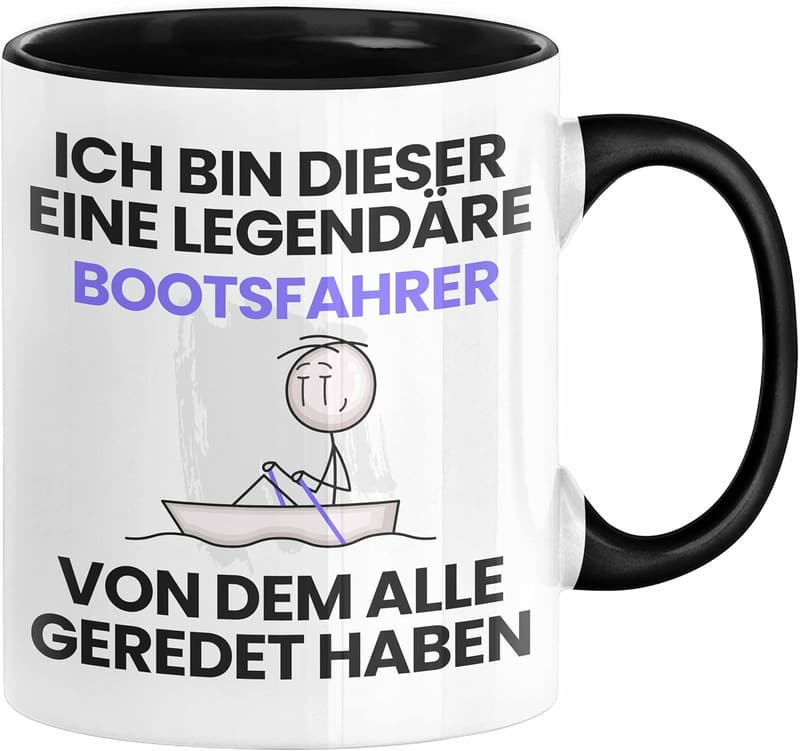 Lustige Tasse für Bootsfahrer – Geschenk zum Geburtstag (Schwarz)